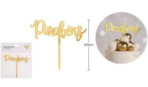 Topper Bolo "Parabéns" - Dourado
