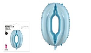 Balão Foil Números Azul Bebe ~82Cm (32pol)