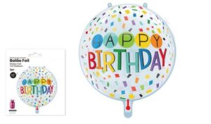 Balão Foil Redondo Happy Birthday 45Cm