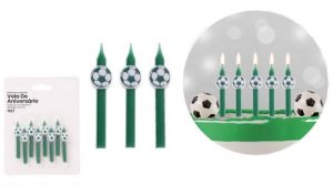 Blister 8 Velas de Aniversário Verdes Futebol 6Cm (SCP)