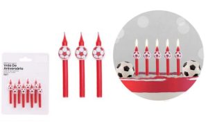 Blister 8 Velas de Aniversário Vermelhas Futebol 6Cm (SLB)