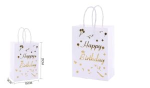 Saco Papel Presente Happy Birthday Branco
