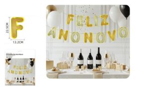 Grinalda Papel Feliz Ano Novo Dourado 5Mt 22.5x13.2Cm