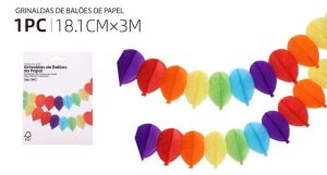 Grinalda de Papel Multicolor Balões S. João 3Mtx18.1cm