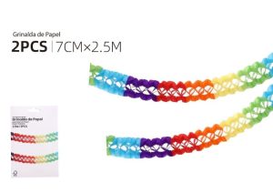 Conj. 2 Grinaldas de Papel Multicolor Harmónio S. João 2.5Mtx7Cm