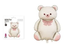 Balão Foil Ursinho Bege-Rosa 66x90cm