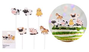 Conj. 6 Toppers Bolo Animais da Quinta 10Cm