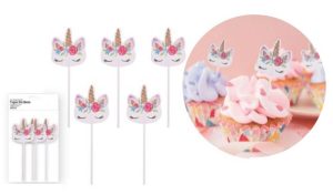 Conj. 5 Toppers Bolo Figura Unicórnio 13Cm