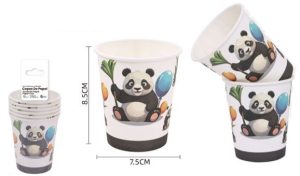 Blister 6 Copos Papel 250Ml 8.5Cm Panda