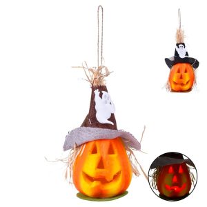 Abóbora Led de Pendurar Halloween 9x21x9Cm