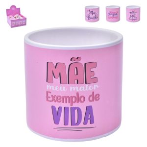 Vaso Cerâmica Rosa Mãe 12x12x11Cm