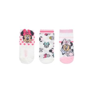 Conj. 3 Pares Meias Minnie Baby Wink White Pink Dots Disney