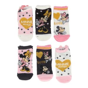 Conj. 3 Pares Meias Minnie Baby Love Pink Black Dots Disney