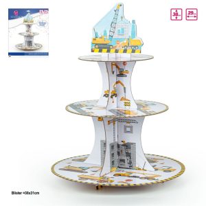 Suporte 3 Camadas Cupcakes Construção 38x29Cm