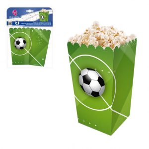 Blister 3 Caixas de Pipocas Tema Futebol 8.5x15x6.5cm
