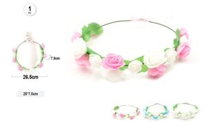 Coroa de Flores Rosa-Azul-Branco 26.5x7.5Cm