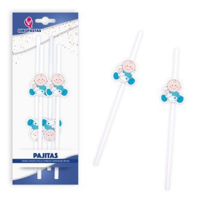 Blister 4 Palhinhas Papel Bebé Azul