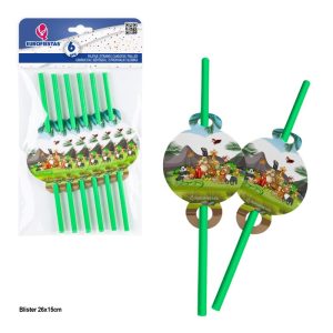 Blister 6 Palhinhas Papel Animais Divertidos