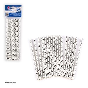 Blister 20 Palhinhas Papel Bolas Futebol