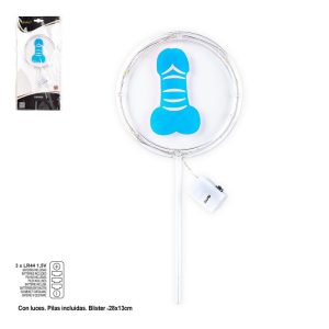 Topper Aro Redondo com Luz Pénis Azul (Pilhas Incluidas)