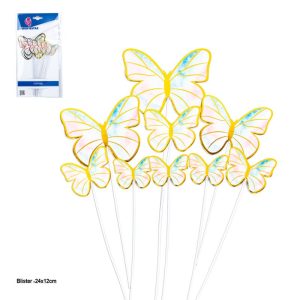 Blister 10 Toppers Borboleta Azul/Rosa/Dourado
