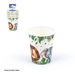 Blister 8 Copos Papel Animais da Selva 9x8Cm
