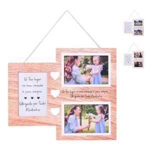 Porta Fotos Pendurar Madeira (3 tonalidades) 10x15 Madrinha 35x0,7x30Cm