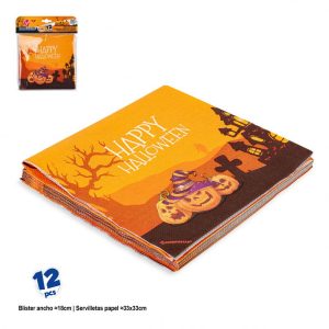 Blister 12 Guardanapos Happy Halloween 33x33Cm