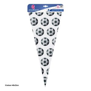 Blister 8 Sacos Doces Triangulares 48x22Cm Futebol