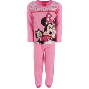 Pijama de Menina Manga Comprida Minnie Figaro Rosa Claro