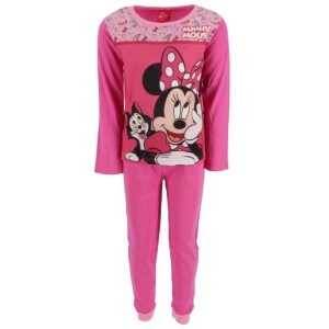 Pijama de Menina Manga Comprida Minnie Figaro Rosa Escuro