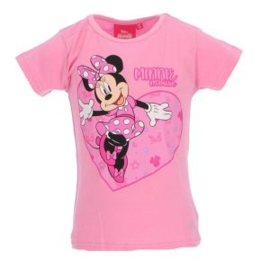 T-Shirt de Menina Manga Curta Rosa Escuro Minnie Heart