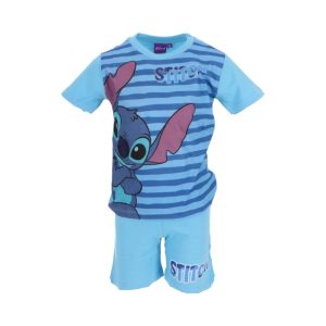 Pijama de Menino Curto Primavera-Verão Stitch Confident Azul Claro