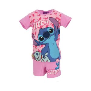 Pijama de Menina Curto Primavera-Verão Stitch Scrump Rosa Claro