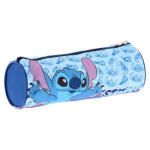 Estojo Simples Redondo Azul Stitch Alien 23Cm