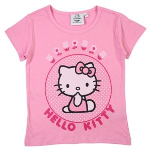 T-Shirt de Menina Manga Curta Hello Kitty Rosa Escuro