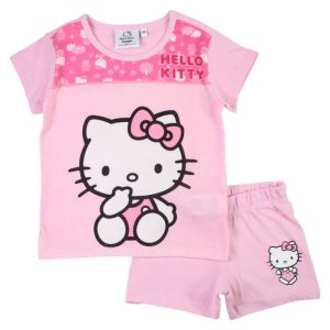 Pijama de Menina Curto Primavera-Verão Hello Kitty Cutie Rosa Claro