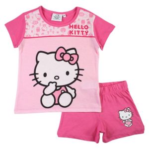 Pijama de Menina Curto Primavera-Verão Hello Kitty Cutie Rosa Escuro