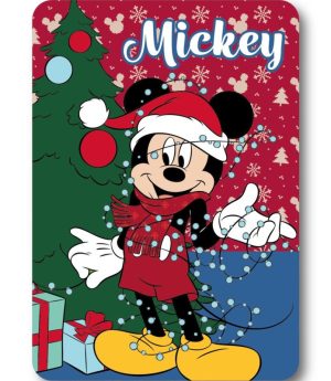 Manta Polar Natal Mickey Lights Disney 100x140Cm 100% Tecido Polar
