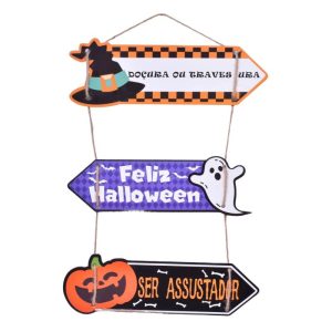 Placa de Pendurar Feliz Halloween 30x44x0,5Cm