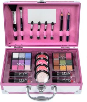 Mala Maquilhagem Branca-Rosa MYA Travel 36 Peças 26x16x8Cm