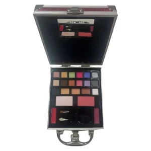 Mala Maquilhagem Metal Rosa Glitter MYA Travel 24 Peças 15x17x5,5Cm