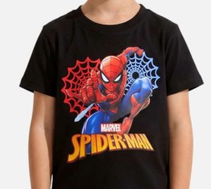 T-Shirt de Menino Manga Curta Preta Spiderman Dynamic Hero