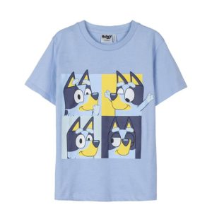 T-Shirt de Menino Manga Curta Azul Claro Bluey Mosaic 3A (98Cm)