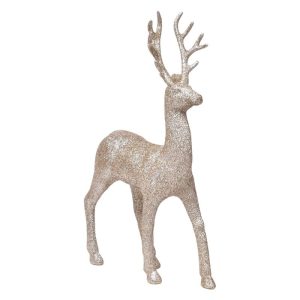 Rena Decorativa Natal Dourada Glitter 21.5x7x35Cm
