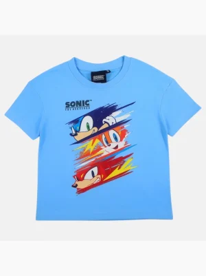 T-Shirt de Menino Manga Curta Sonic Speed Rush Azul Claro