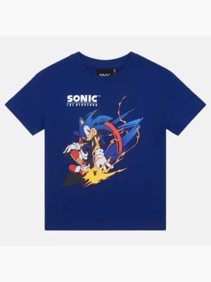 T-Shirt de Menino Manga Curta Sonic Speed Rush Azul Escuro