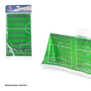 Toalha de Mesa Plástica Verde Campo Futebol 220x132Cm