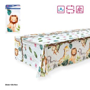 Toalha de Mesa Plástica Animais da Selva 274x132Cm