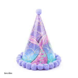 Chapéu de Festa com Pompom Lilás Cauda de Sereia 22Cm